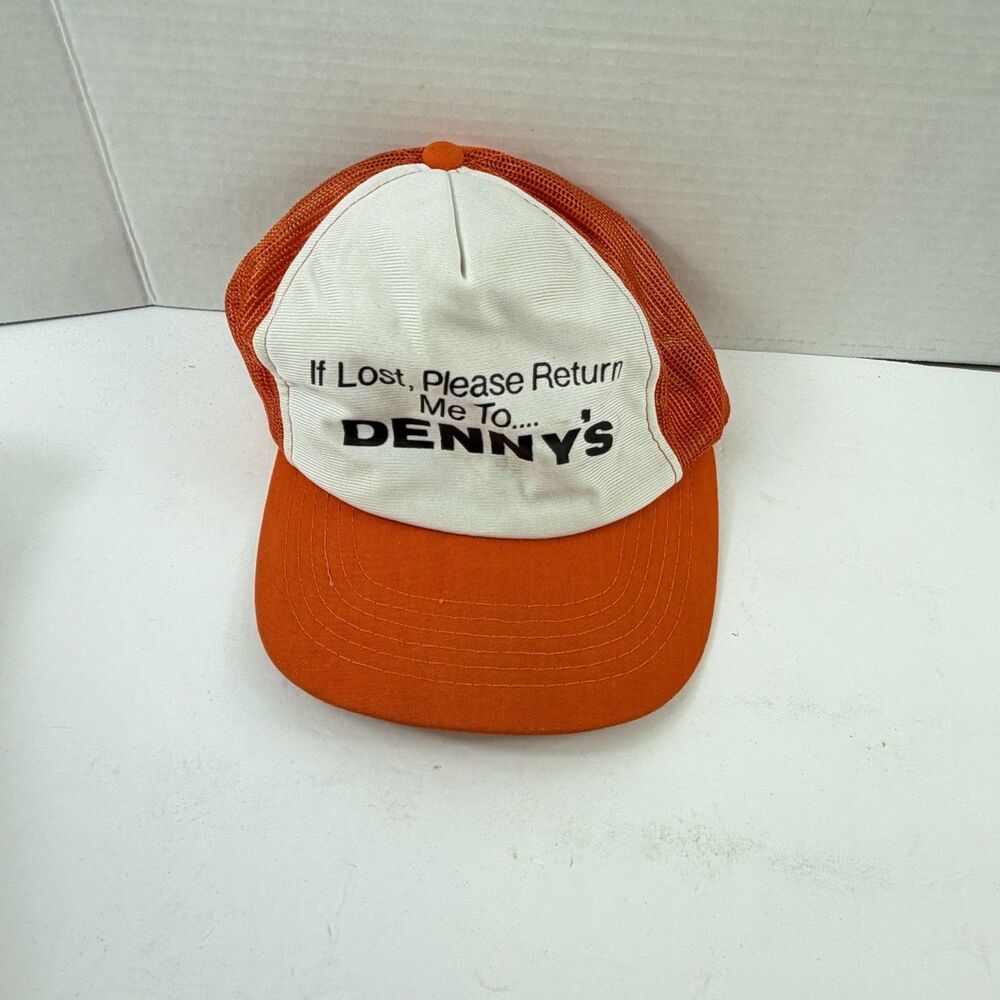 Vintage Return Me To Dennys Orange Mesh Snapback Trucker Cap Hat Youngan